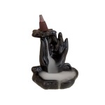 Hand Lotus Backflow Black Incense Cone Burner H:95.5 x W:75mm